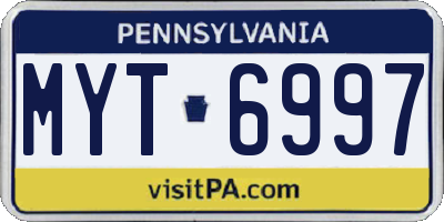 PA license plate MYT6997