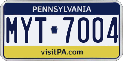PA license plate MYT7004