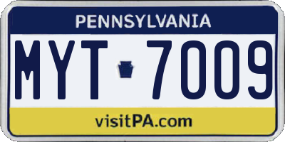 PA license plate MYT7009