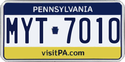 PA license plate MYT7010