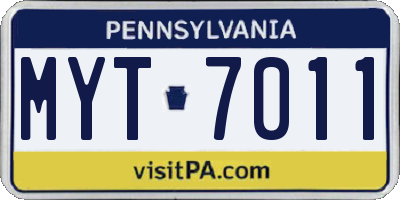 PA license plate MYT7011