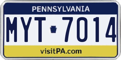 PA license plate MYT7014