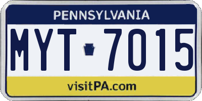 PA license plate MYT7015