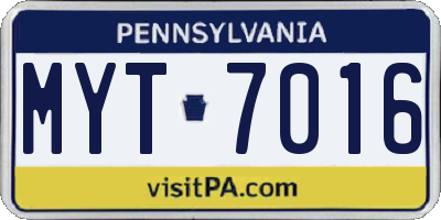 PA license plate MYT7016