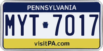 PA license plate MYT7017