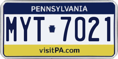 PA license plate MYT7021