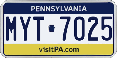 PA license plate MYT7025