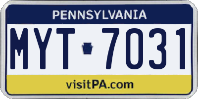 PA license plate MYT7031