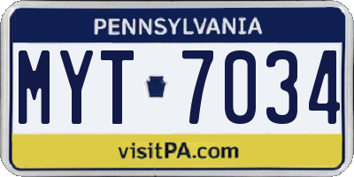 PA license plate MYT7034