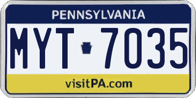 PA license plate MYT7035