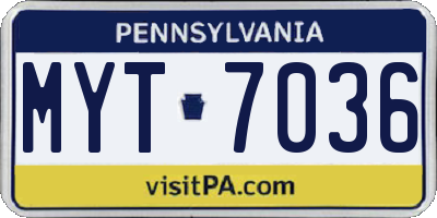 PA license plate MYT7036