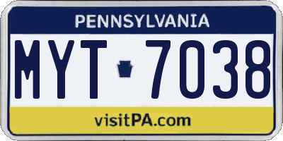 PA license plate MYT7038