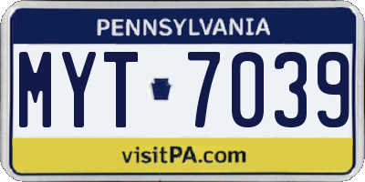 PA license plate MYT7039