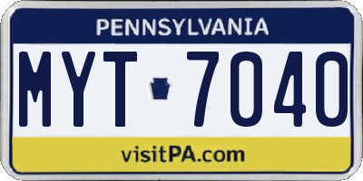 PA license plate MYT7040