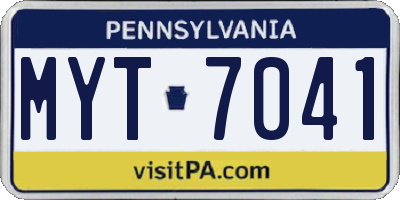 PA license plate MYT7041