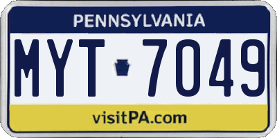 PA license plate MYT7049
