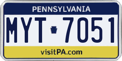PA license plate MYT7051