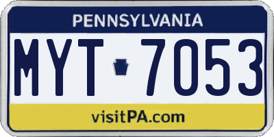 PA license plate MYT7053