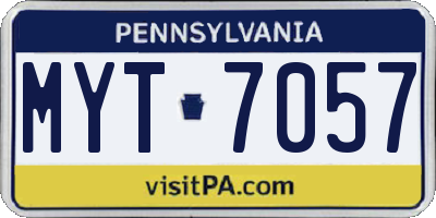 PA license plate MYT7057