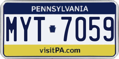 PA license plate MYT7059