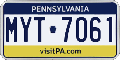 PA license plate MYT7061