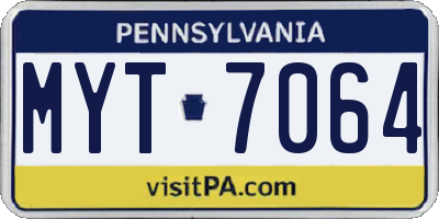 PA license plate MYT7064