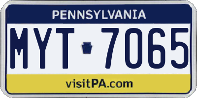PA license plate MYT7065