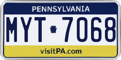 PA license plate MYT7068