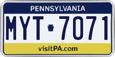 PA license plate MYT7071