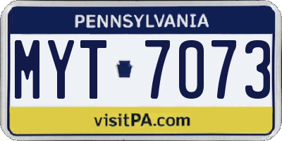 PA license plate MYT7073
