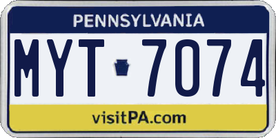 PA license plate MYT7074
