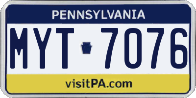 PA license plate MYT7076