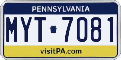PA license plate MYT7081