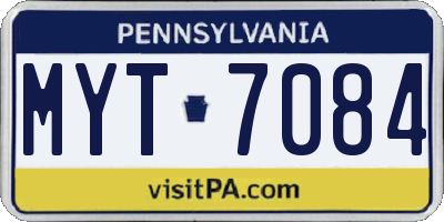 PA license plate MYT7084