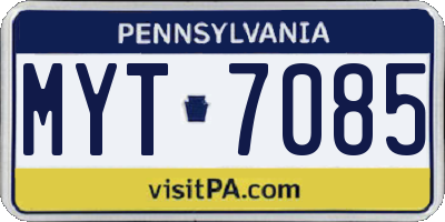 PA license plate MYT7085