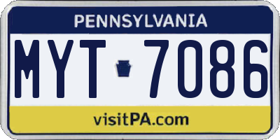 PA license plate MYT7086