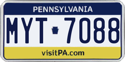 PA license plate MYT7088