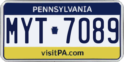 PA license plate MYT7089
