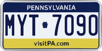 PA license plate MYT7090