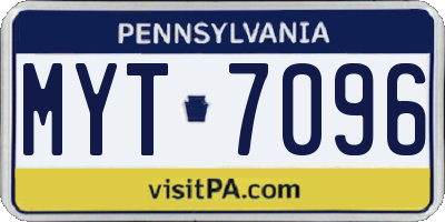 PA license plate MYT7096