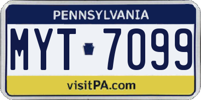 PA license plate MYT7099
