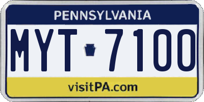 PA license plate MYT7100