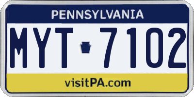 PA license plate MYT7102