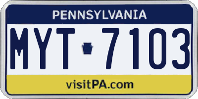 PA license plate MYT7103