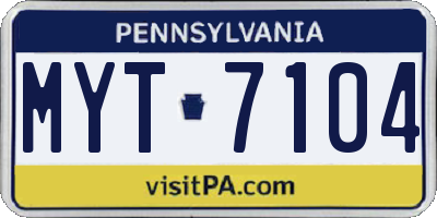 PA license plate MYT7104