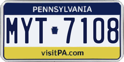 PA license plate MYT7108