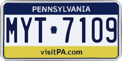 PA license plate MYT7109