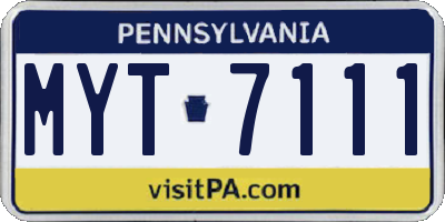 PA license plate MYT7111