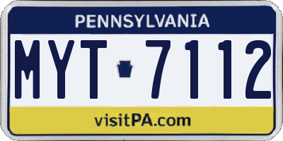 PA license plate MYT7112