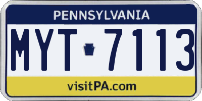 PA license plate MYT7113